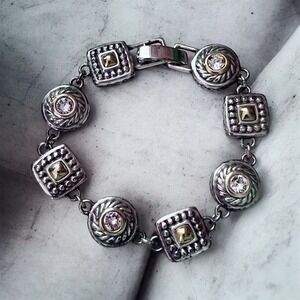 Brighton Crystal Heiress Link Bracelet Bracelet Silver Gold Heart Detail